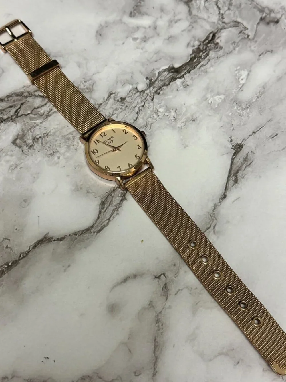 3/$30 Crown & Ivy Watch Women Rose Gold Tone Mesh Band New Battery 9 Inch